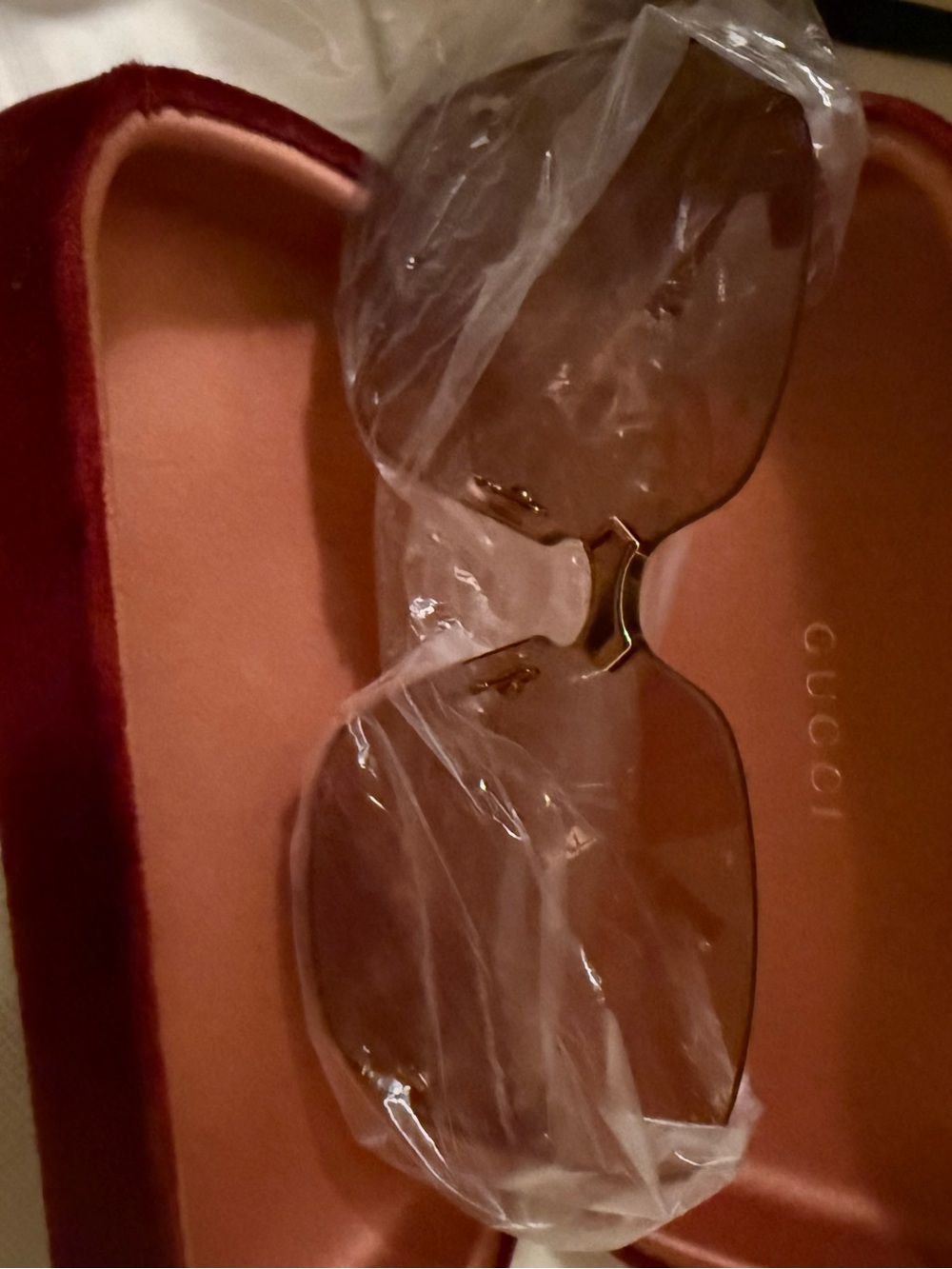 NWT Gucci GG0352S 002 Gold Rimless Oversized Brown Gradient Sunglasses